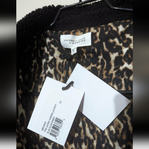Sincerely Jules x Bandier Aspen Sherpa Jacket Coat Shacket Leopard Lining 3X - Picture 10 of 11